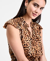 I.n.c. International Concepts Women's Cheetah-Print Flutter-Sleeve Dress, Exclusively at Macy's