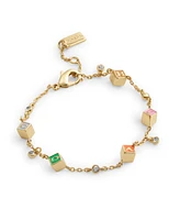Coach Faux Stone Signature Logo Enamel Cube Strand Bracelet