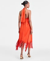 I.n.c. International Concepts Women's Fringe Halter Dress, Exclusively at Macy's