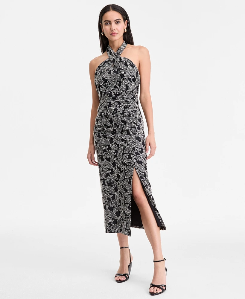 I.n.c. International Concepts Women's Embroidered Cotton Halter Dress, Exclusively at Macy's