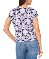 Sam & Jess Petite Printed V-Neck Cap-Sleeve Tee