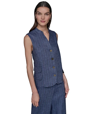 Karl Lagerfeld Paris Women's Pinstripe Button-Front Vest