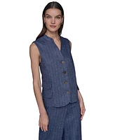 Karl Lagerfeld Paris Women's Pinstripe Button-Front Vest