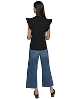 Karl Lagerfeld Paris Women's Studded Ruffle Knit Top