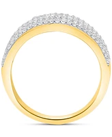 Diamond Round & Baguette Multirow Statement Ring (1 ct. t.w.) Sterling Silver