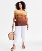 I.n.c. International Concepts Plus Ombre V-Neck Sweater, Exclusively at Macy's