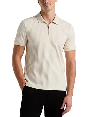 Perry Ellis Men's Slim-Fit Ribbed-Knit 1/4-Zip Polo Shirt