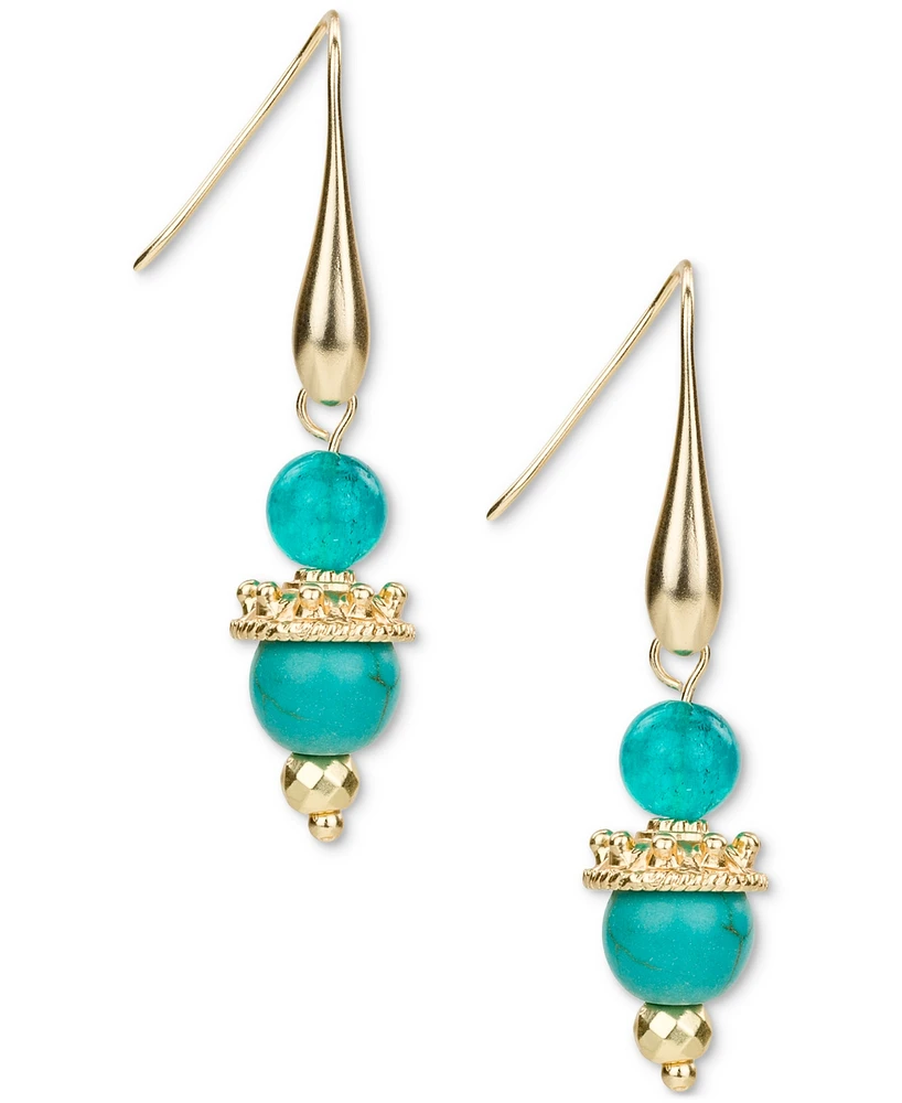 Patricia Nash Gold-Tone Color Bead Double Drop Earrings