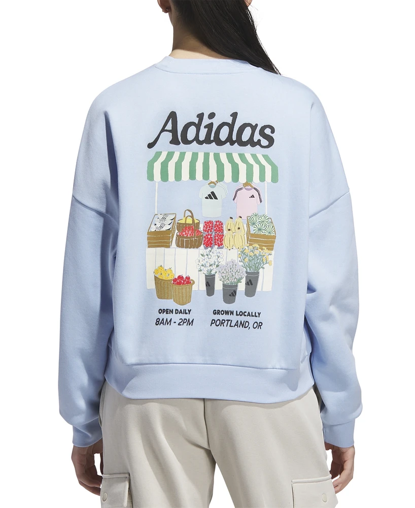 adidas Women's Farmers Market Graphic Relaxed Sweatshirt