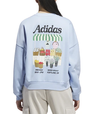 adidas Women's Farmers Market Graphic Relaxed Sweatshirt