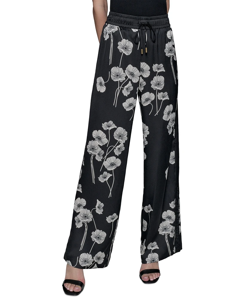 Karl Lagerfeld Paris Women's Floral-Print Drawstring Pants