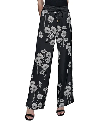 Karl Lagerfeld Paris Women's Floral-Print Drawstring Pants