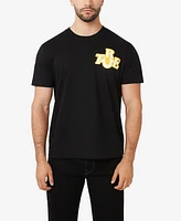 True Religion Men's Short Sleeve Mix Media Sticker T-Shirt