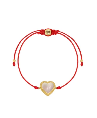 Sincere Love Mother Of Pearl Heart Red String Bracelet