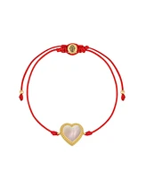 Sincere Love Mother Of Pearl Heart Red String Bracelet