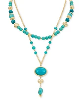 Patricia Nash Gold-Tone Mixed Stone Convertible Layered Lariat Necklace, 18" + 3" extender