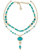 Patricia Nash Gold-Tone Mixed Stone Convertible Layered Lariat Necklace, 18" + 3" extender