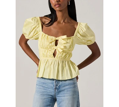 Astr the Label Women's Smocked Bow-Front Top
