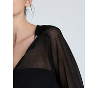 Kenneth Cole Women's Sheer Saddle-Shoulder Cropped Cardigan