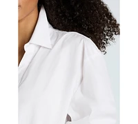 Kenneth Cole Women's Button-Front Long-Sleeve Cropped Shirt