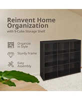 ClosetMaid 9 Cube Storage Shelf Bookshelf Home Organizer with Back Panel, Black
