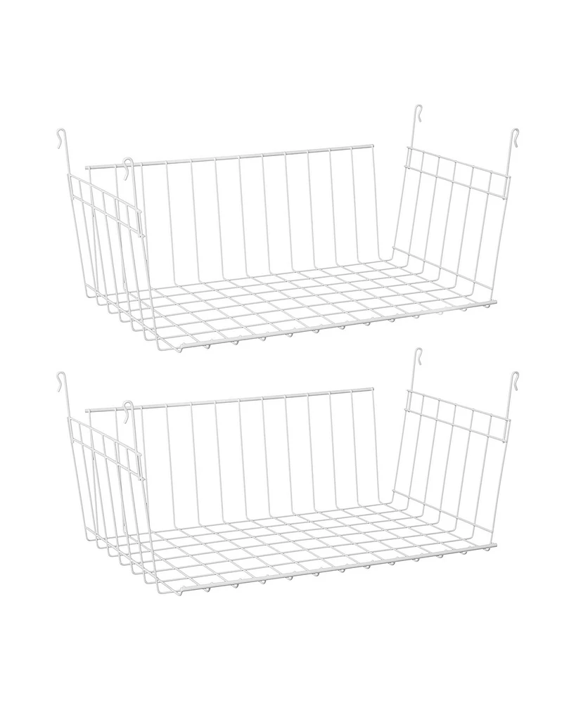 ClosetMaid 17 In Wide Hanging Basket for Wire Shelving Organizer, White (2 Pack)
