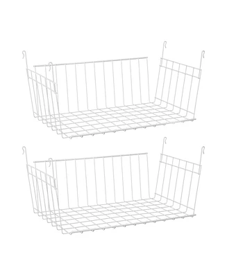 ClosetMaid 17 In Wide Hanging Basket for Wire Shelving Organizer, White (2 Pack)