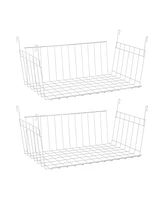 ClosetMaid 17 In Wide Hanging Basket for Wire Shelving Organizer, White (2 Pack)