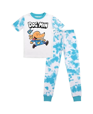 Dog Man Big Girls Youth Short Sleeve Shirt & Blue Wash Sleep Pajama Pants Set-14