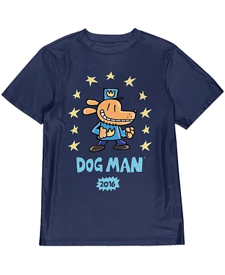 Dog Man Boys Surrounded By Stars Youth Navy Crew Neck Short Sleeve T-shirt -Xl