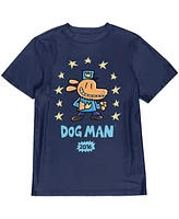 Dog Man Boys Surrounded By Stars Youth Navy Crew Neck Short Sleeve T-shirt -Xl