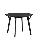 Black Round Kitchen Table & 4 Fabric Chairs