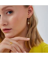 Spero London Northernstar Starbust Sterling Silver Chain Drop Earrings