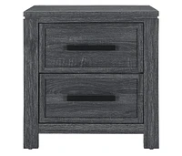 25" Distressed Dark Grey Two Drawer Wood Nightstand