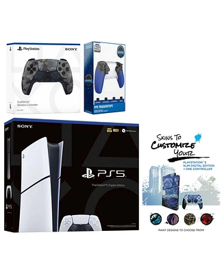 Sony Playstation 5 Slim Digital with Extra White Controller, Trigger Stop Kit and MightySkins Decal Voucher + 1 Year Cps Extended Warranty