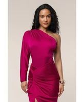 Jluxlabel Women's One Shoulder Shirred Bodysuit