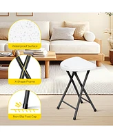 4PC 18"H Portable Folding Stool Foldable Camping Chair with Built-in Handle