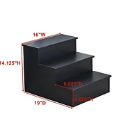 Kings Brand Furniture Darien 3 Step Wood Stool for Adults or Kids, Dog Stairs