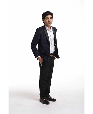 Elie Balleh Toddler Navy Slim Fit Floral Sports Coat