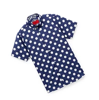 Elie Balleh Boys Navy Short Sleeve Polka Dot Slim Fit Shirt