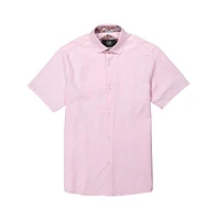 Elie Balleh Big Boys Pink Solid Jacquard Slim Fit Short Sleeve Shirt