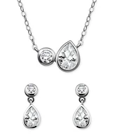 Giani Bernini 2-Pc. Set Cubic Zirconia Pear & Round Pendant Necklace Drop Earrings Sterling Silver, Exclusively at Macy's