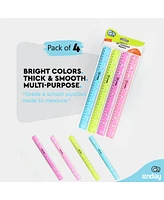 Ruler 12 Inch/ 30 Cm Jeweltone, Inches & Centimeters Plastic Straight Edge Rulers School Supplies, Standard Ruler for Kids Adults, Purple, Pink, Green