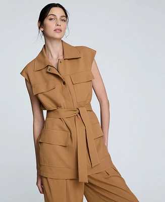 Kenneth Cole Women's Vision Twill Belted Cargo Vest