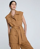 Kenneth Cole Women's Vision Twill Belted Cargo Vest