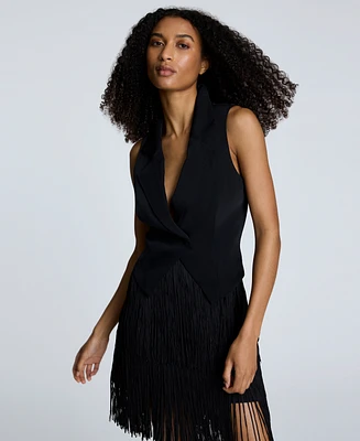 Kenneth Cole Women's Luxe Twill One-Button Notched Collar Vest