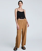 Kenneth Cole Women's High Rise Double-Pleat Wide-Leg Pants