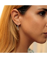Spero London Sterling Silver Large Wavy Stud Hoop Earring With Interior Gemstones