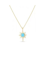 Spero London Blue Opal Northernstar Sterling Silver Pendant Necklace