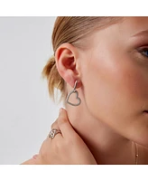 Spero London Chunky Heart Sterling Silver Drop Earrings
